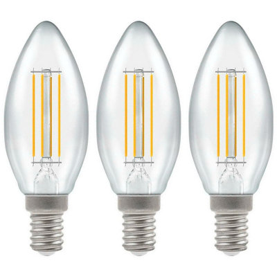 Crompton Lamps LED Candle 5W E14 Dimmable Filament Warm White Clear (40W Eqv) (3 Pack)