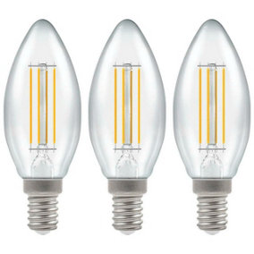 Crompton Lamps LED Candle 5W E14 Dimmable Filament Warm White Clear (40W Eqv) (3 Pack)