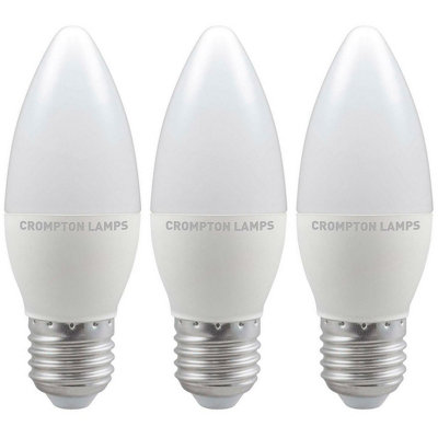 Crompton Lamps LED Candle 5W E27 Dimmable Cool White Opal (40W Eqv) (3 Pack)