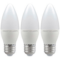 Crompton Lamps LED Candle 5W E27 Dimmable Daylight Opal (40W Eqv) (3 Pack)