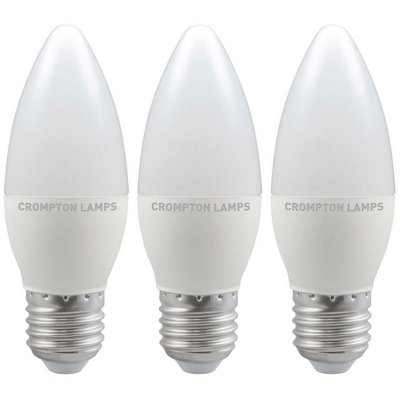 Crompton Lamps LED Candle 5W E27 Dimmable Daylight Opal (40W Eqv) (3 Pack)