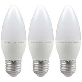 Crompton Lamps LED Candle 5W E27 Dimmable Daylight Opal (40W Eqv) (3 Pack)
