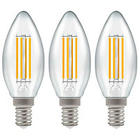 Crompton Lamps LED Candle 6.5W E14 Filament Warm White Clear (60W Eqv) (3 Pack)