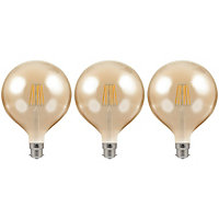 Crompton Lamps LED G125 Globe 7.5W B22 Dimmable Filament Extra Warm White Antique Bronze (60W Eqv) (3 Pack)