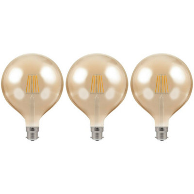 Crompton Lamps LED G125 Globe 7.5W B22 Dimmable Filament Extra Warm White Antique Bronze (60W Eqv) (3 Pack)