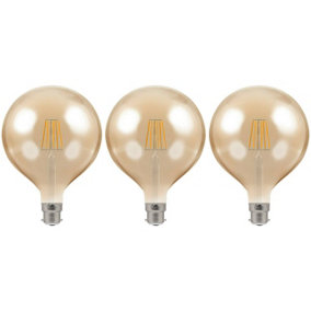 Crompton Lamps LED G125 Globe 7.5W B22 Dimmable Filament Extra Warm White Antique Bronze (60W Eqv) (3 Pack)
