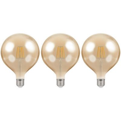 Crompton Lamps LED G125 Globe 7.5W E27 Dimmable Filament Extra Warm White Antique Bronze (60W Eqv) (3 Pack)