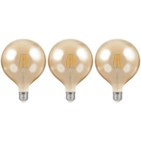 Crompton Lamps LED G125 Globe 7.5W E27 Dimmable Filament Extra Warm White Antique Bronze (60W Eqv) (3 Pack)
