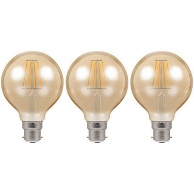 Crompton Lamps LED G80 Globe 5W B22 Dimmable Filament Extra Warm White Antique Bronze (35W Eqv) (3 Pack)