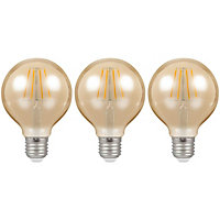 Crompton Lamps LED G80 Globe 5W E27 Dimmable Filament Extra Warm White Antique Bronze (35W Eqv) (3 Pack)