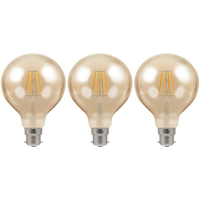 Crompton Lamps LED G95 Globe 5W B22 Dimmable Filament Extra Warm White Antique Bronze (40W Eqv) (3 Pack)