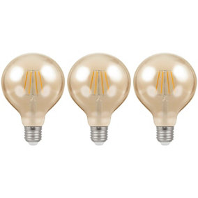 Crompton Lamps LED G95 Globe 5W E27 Dimmable Filament Extra Warm White Antique Bronze (40W Eqv) (3 Pack)