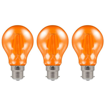 Crompton Lamps LED GLS 4.5W B22 Harlequin IP65 Orange Translucent (3 Pack)