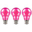 Crompton Lamps LED GLS 4.5W B22 Harlequin IP65 Pink Translucent (3 Pack)