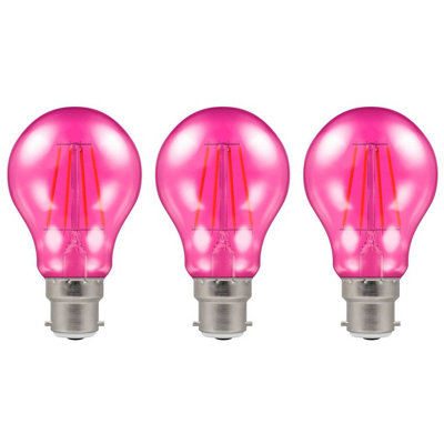 Crompton Lamps LED GLS 4.5W B22 Harlequin IP65 Pink Translucent (3 Pack)