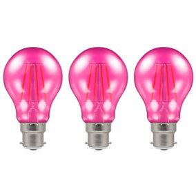 Crompton Lamps LED GLS 4.5W B22 Harlequin IP65 Pink Translucent (3 Pack)