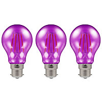 Crompton Lamps LED GLS 4.5W B22 Harlequin IP65 Purple Translucent (3 Pack)