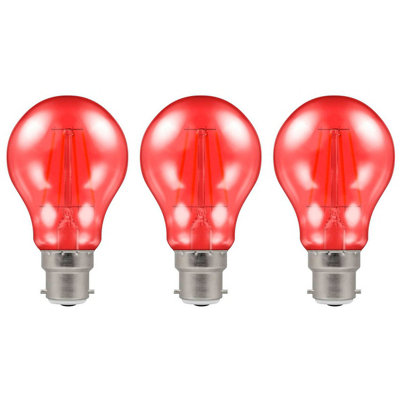Crompton Lamps LED GLS 4.5W B22 Harlequin IP65 Red Translucent (3 Pack)