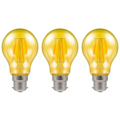 Crompton Lamps LED GLS 4.5W B22 Harlequin IP65 Yellow Translucent (3 Pack)