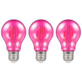 Crompton Lamps LED GLS 4.5W E27 Harlequin IP65 Pink Translucent (3 Pack)