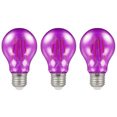 Crompton Lamps LED GLS 4.5W E27 Harlequin IP65 Purple Translucent (3 Pack)