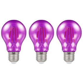 Crompton Lamps LED GLS 4.5W E27 Harlequin IP65 Purple Translucent (3 Pack)