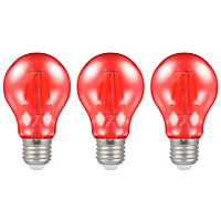 Crompton Lamps LED GLS 4.5W E27 Harlequin IP65 Red Translucent (3 Pack)