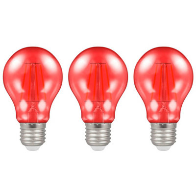 Crompton Lamps LED GLS 4.5W E27 Harlequin IP65 Red Translucent (3 Pack)