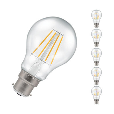 Crompton Lamps LED GLS 7.5W B22 Dimmable Filament (5 Pack) Cool White Clear (60W Eqv)