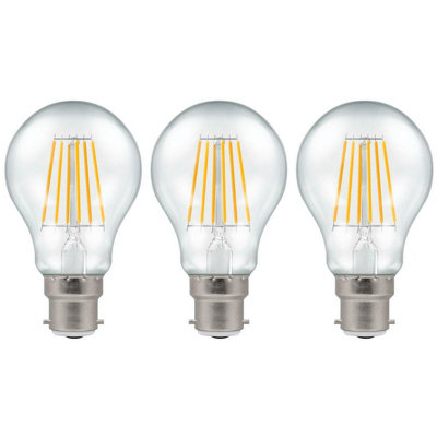 Crompton Lamps LED GLS 7.5W B22 Dimmable Filament Warm White Clear (60W Eqv) (3 Pack)