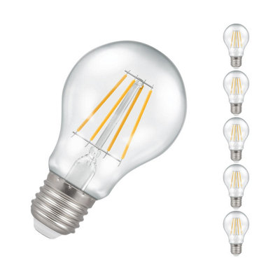 Crompton Lamps LED GLS 7.5W E27 Dimmable Filament (5 Pack) Cool White Clear (60W Eqv)