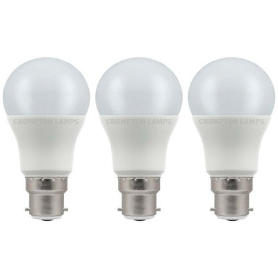 Crompton Lamps LED GLS 8.5W B22 Cool White Opal (60W Eqv) (3 Pack)