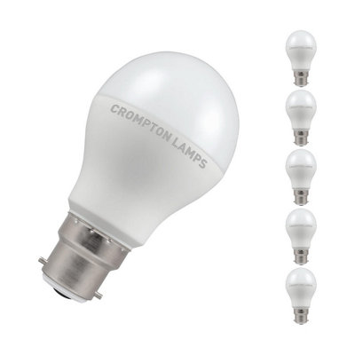 Crompton Lamps LED GLS 8.5W B22 Dimmable (5 Pack) Warm White Opal (60W Eqv)