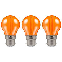 Crompton Lamps LED Golfball 4.5W B22 Harlequin IP65 Orange Translucent (3 Pack)