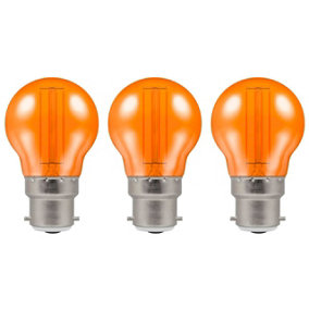 Crompton Lamps LED Golfball 4.5W B22 Harlequin IP65 Orange Translucent (3 Pack)