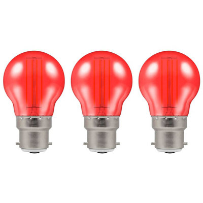 Crompton Lamps LED Golfball 4.5W B22 Harlequin IP65 Red Translucent (3 Pack)
