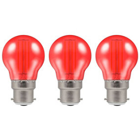 Crompton Lamps LED Golfball 4.5W B22 Harlequin IP65 Red Translucent (3 Pack)