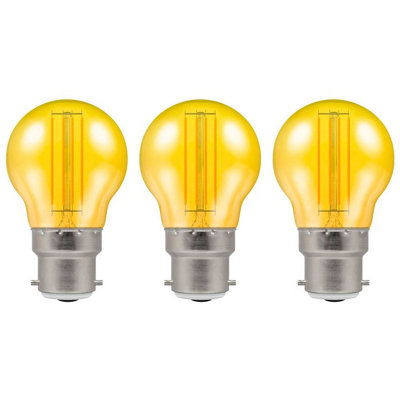 Crompton Lamps LED Golfball 4.5W B22 Harlequin IP65 Yellow Translucent (3 Pack)