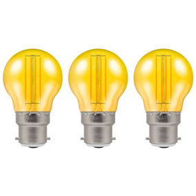 Crompton Lamps LED Golfball 4.5W B22 Harlequin IP65 Yellow Translucent (3 Pack)