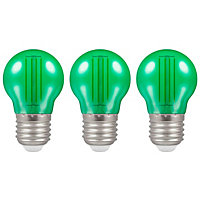 Crompton Lamps LED Golfball 4.5W E27 Harlequin IP65 Green Translucent (3 Pack)