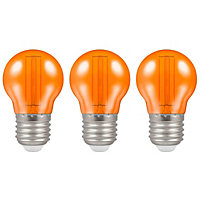 Crompton Lamps LED Golfball 4.5W E27 Harlequin IP65 Orange Translucent (3 Pack)