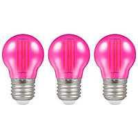 Crompton Lamps LED Golfball 4.5W E27 Harlequin IP65 Pink Translucent (3 Pack)