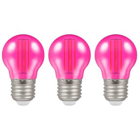Crompton Lamps LED Golfball 4.5W E27 Harlequin IP65 Pink Translucent (3 Pack)