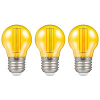 Crompton Lamps LED Golfball 4.5W E27 Harlequin IP65 Yellow Translucent (3 Pack)