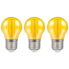 Crompton Lamps LED Golfball 4.5W E27 Harlequin IP65 Yellow Translucent (3 Pack)