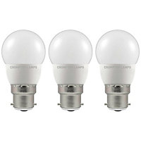 Crompton Lamps LED Golfball 4.9W B22 Cool White Opal (40W Eqv) (3 Pack)