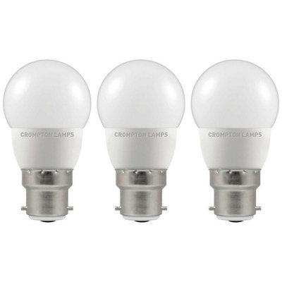 Crompton Lamps LED Golfball 4.9W B22 Cool White Opal (40W Eqv) (3 Pack)