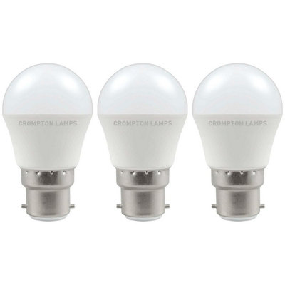 Crompton Lamps LED Golfball 4.9W B22 Daylight Opal (40W Eqv) (3 Pack)