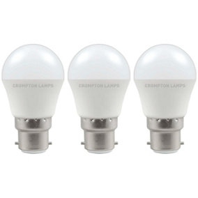 Crompton Lamps LED Golfball 4.9W B22 Daylight Opal (40W Eqv) (3 Pack)