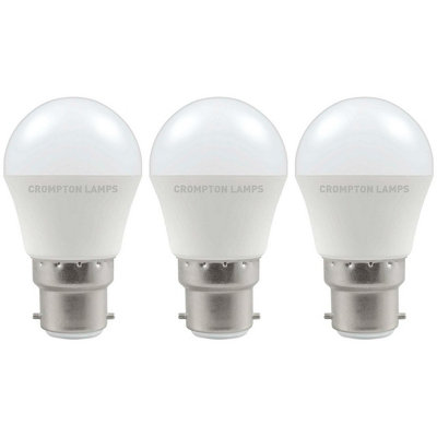 Crompton Lamps LED Golfball 4.9W B22 Warm White Opal (40W Eqv) (3 Pack)